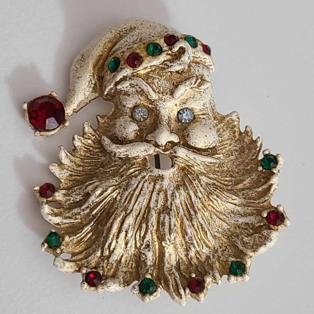 Vtg designer brooch Santa clause Christmas Jill Gallina book pc vintage enamel